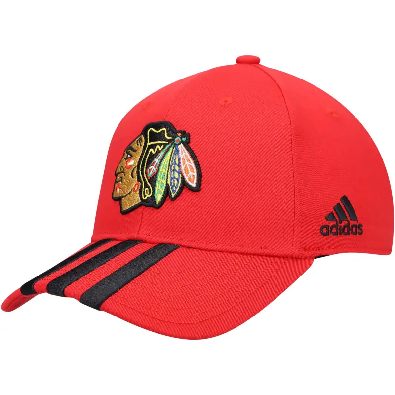 men8217s adidas red chicago blackhawks locker room three stripe adjustable hat