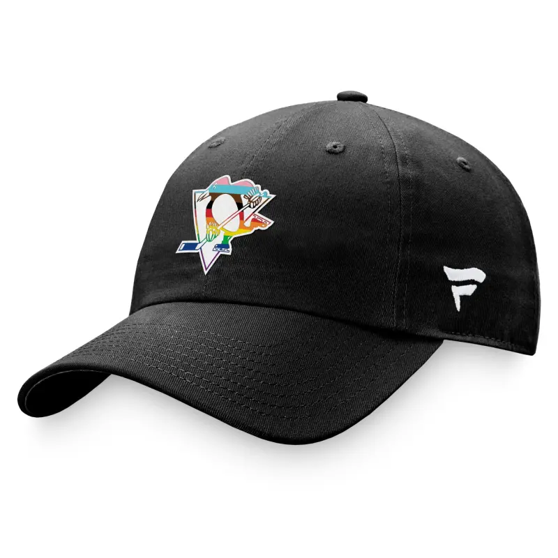 men8217s fanatics black pittsburgh penguins team logo pride adjustable hat