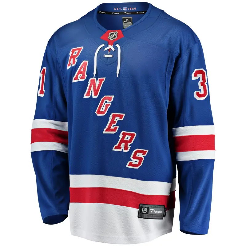 new york rangers fanatics home breakaway jersey - blue - igor shesterkin - mens